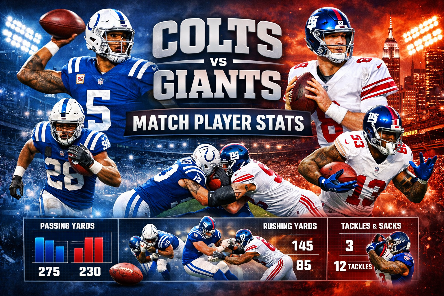 Colts vs New York Giants Match Player Stats | Full Game Breakdown